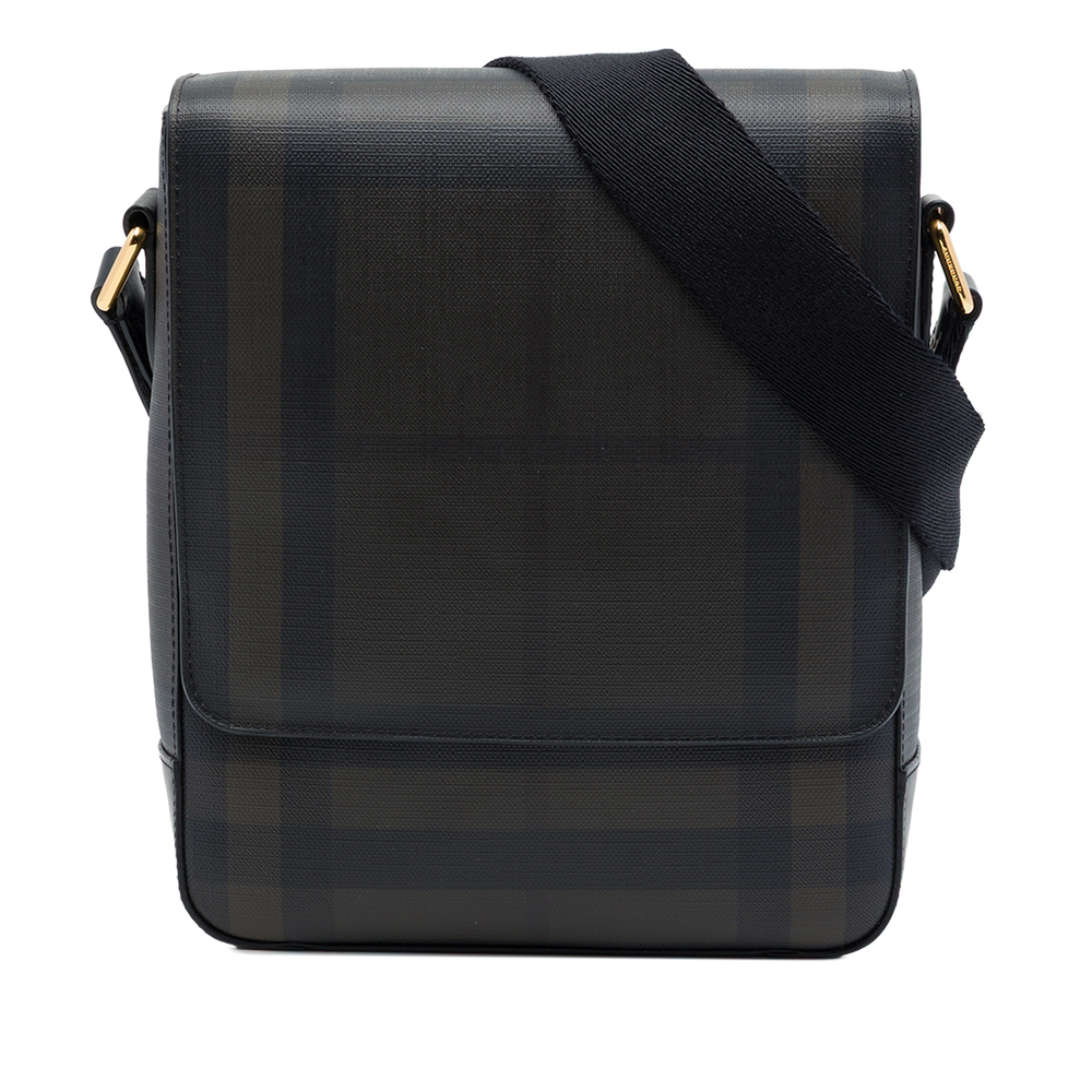 Pre-Loved Burberry Smoked Check Coated Canvas Greenford Messenger Bag